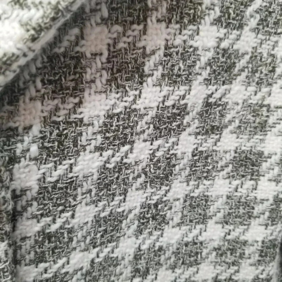 Zara Textured Plaid Houndstooth Cropped Jacket Blazer Ecru M - Picture 10 of 16